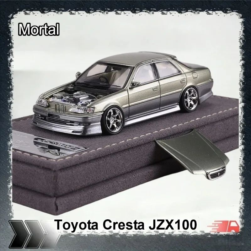 [In Stock] Mortal 1/64 Diecast Toyota Cresta JZX100 Modified Alloy Model, Two‑Tone, Detachable Hood & Suede Base, Collectible