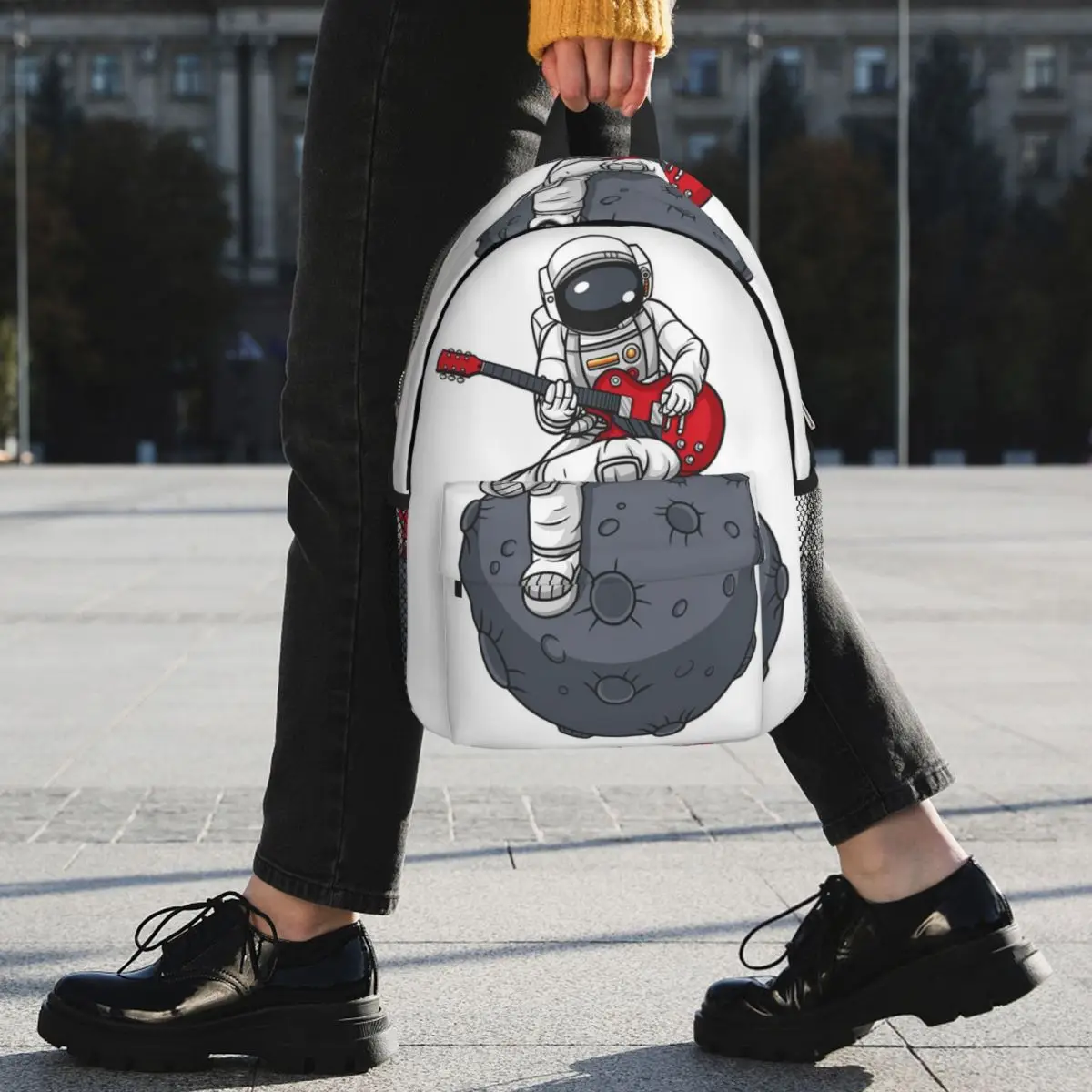 Astronaut Playing Guitar In The Space Backpack Student BookBag Kids School Bag Laptop Shoulder Bags for Boys Girls