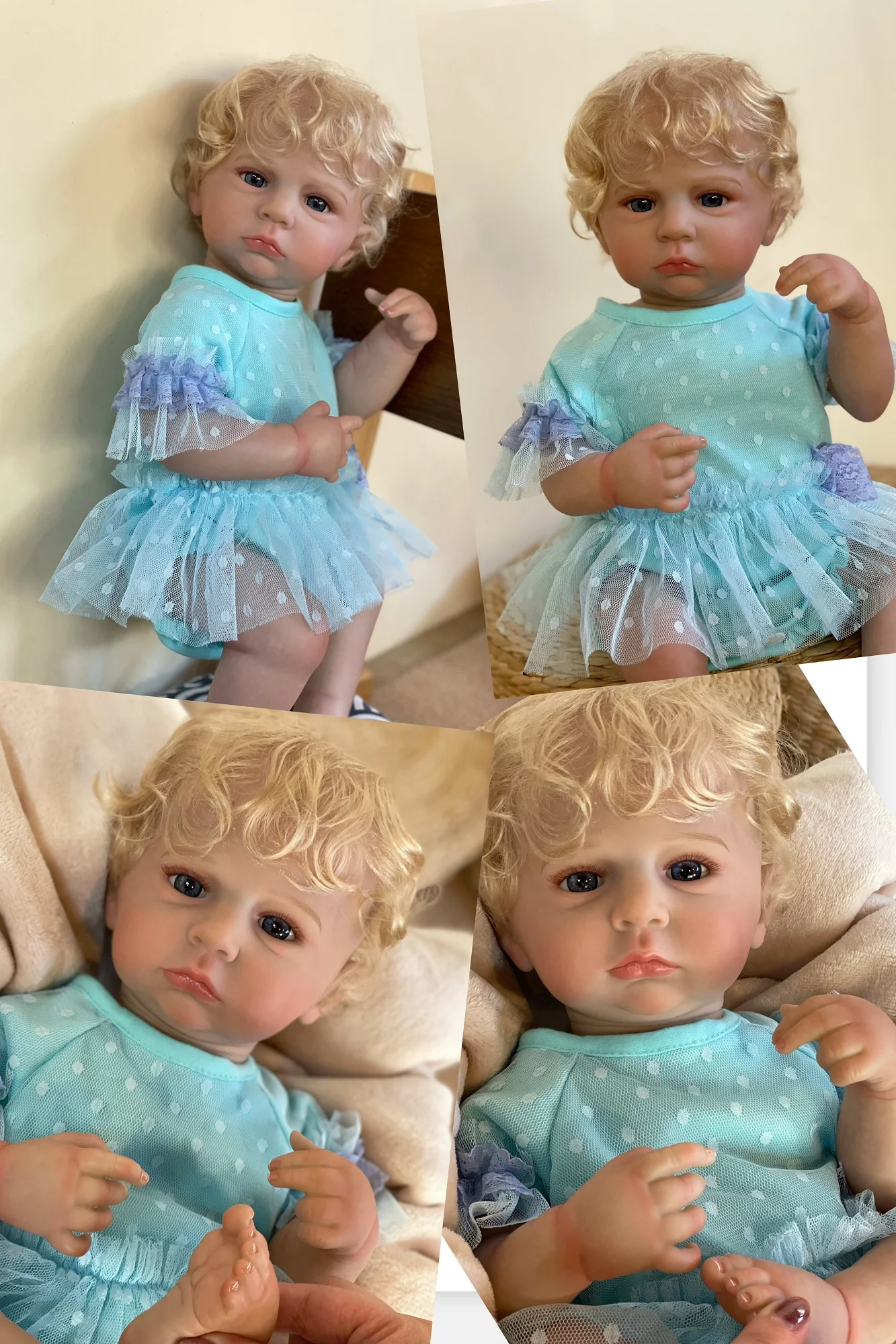 Cameron Bebe Reborn Girl con cuerpo completo, vinilo pintado a mano, piel Visible, venas, piel realista, muñecas con cabello enraizado, 18-20
