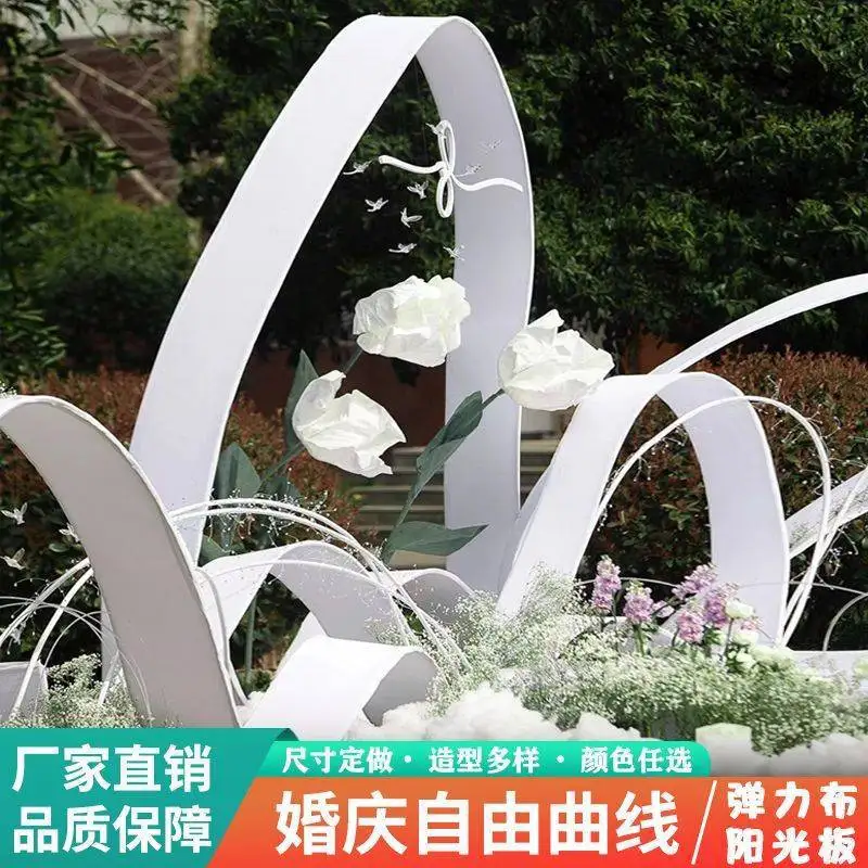 

Wedding props free curve sun board streamer elastic cloth cover changeable shape wedding site layout wholesale