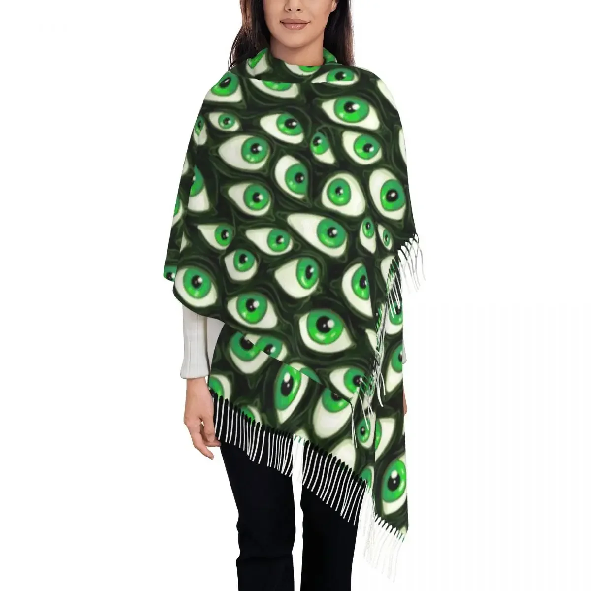 

Wall Of Eyes In Green Shawl A Tassel Scarf