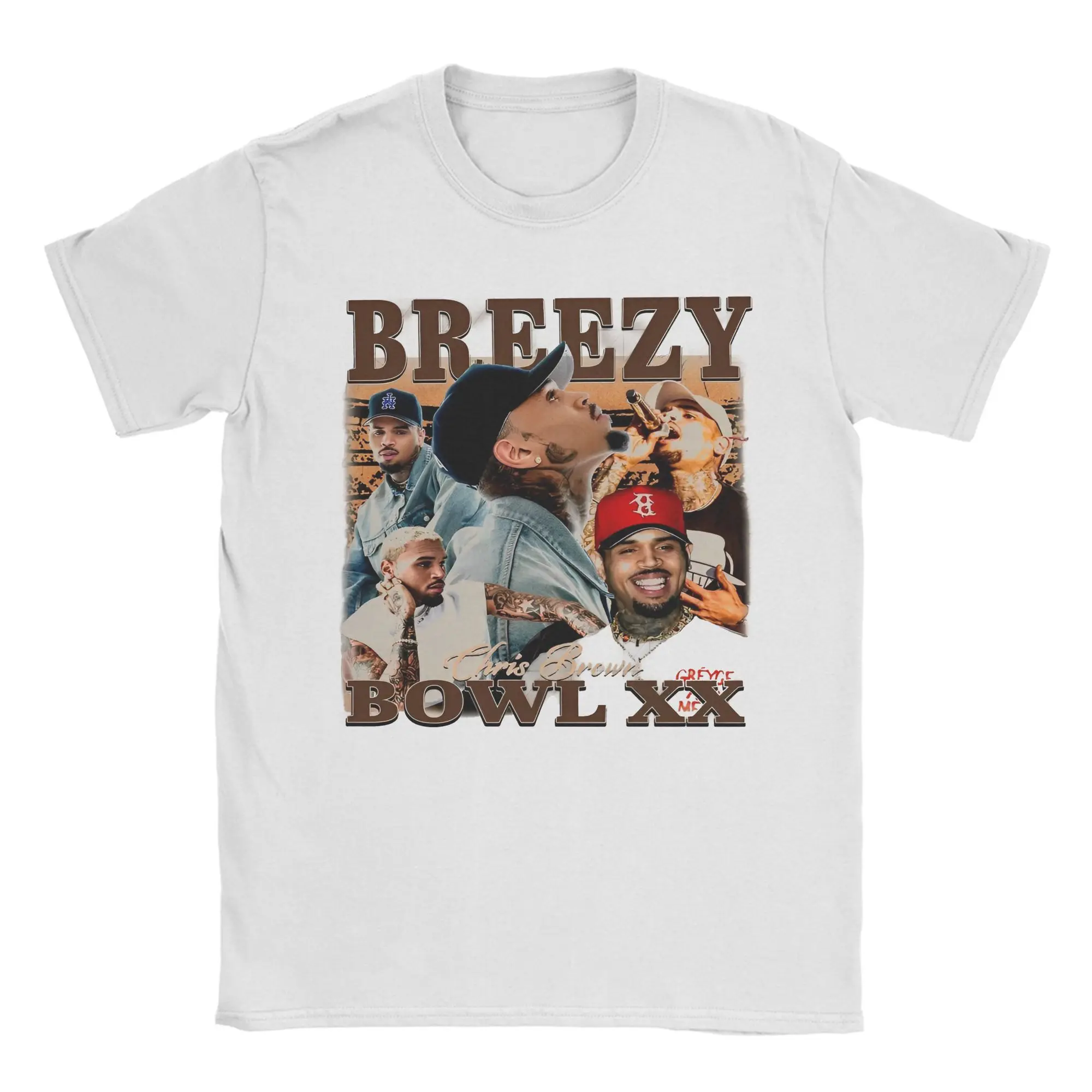 

Chris Brown Breezy Bowl XX Tour 2025 T Shirt for Men Cotton Novelty T-Shirt Round Collar Rapper Tees Short Sleeve merch Birthday