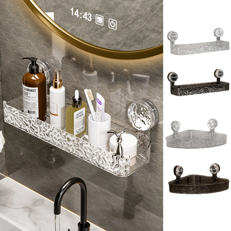 

Bathroom Wall Mounted Storage Rack Wash Stand Cosmetic Soap Toothbrush Box Shelf Shower Gel Shampoo Shower Rack with Drain Hole