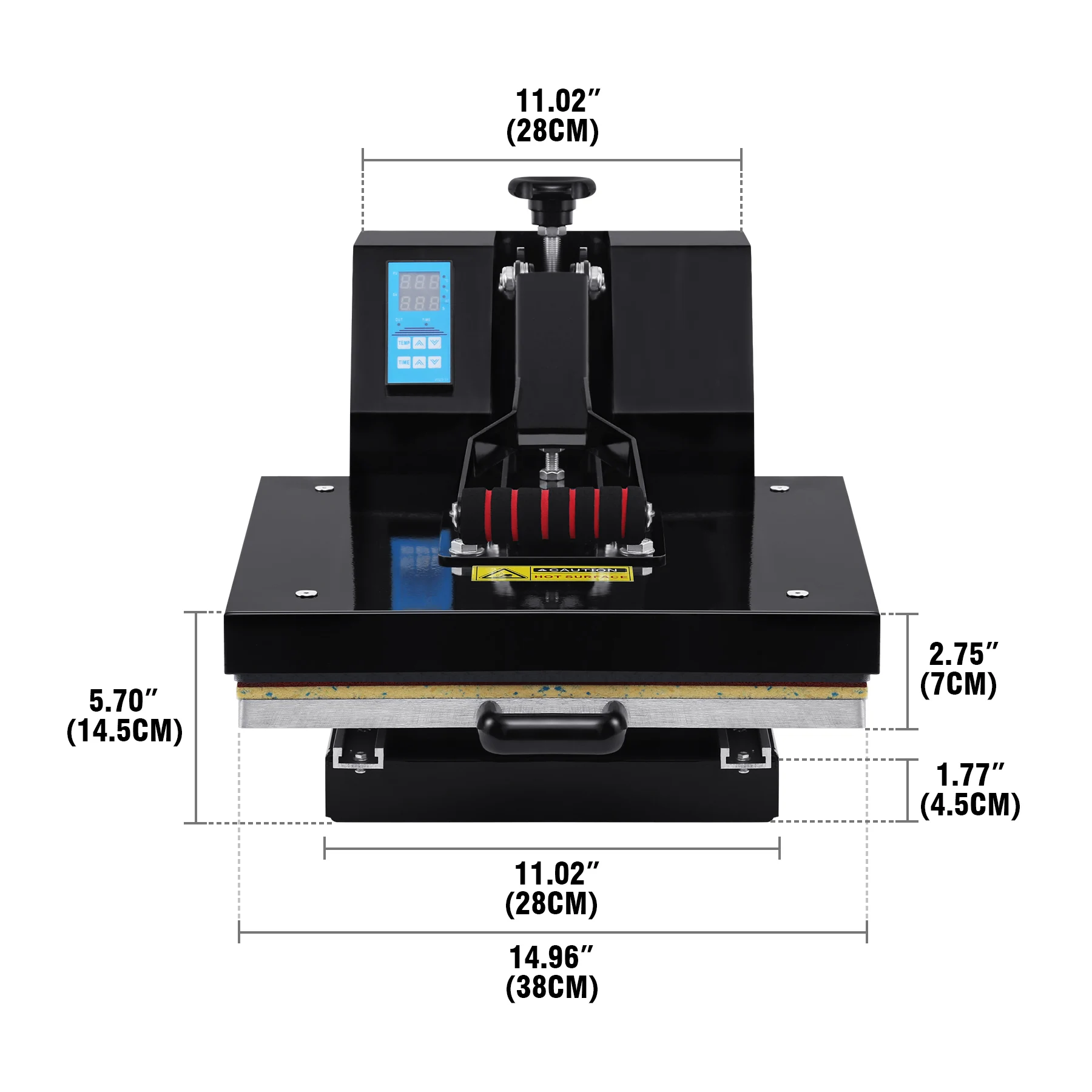 2In1 Heat Press Machine 38*38CM Multifunctional 360 Degree Swing-Away Digital Sublimation Printer Transfer DIY T-shirt Cap