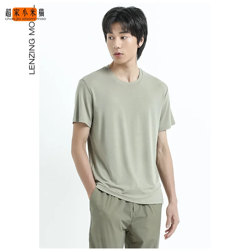 chaojia xiaomi mao 60S Modal Spring and Summer Short Sleeves T-shirt Men\'s Outerwear Bottoming Shirt men clothing tshirt