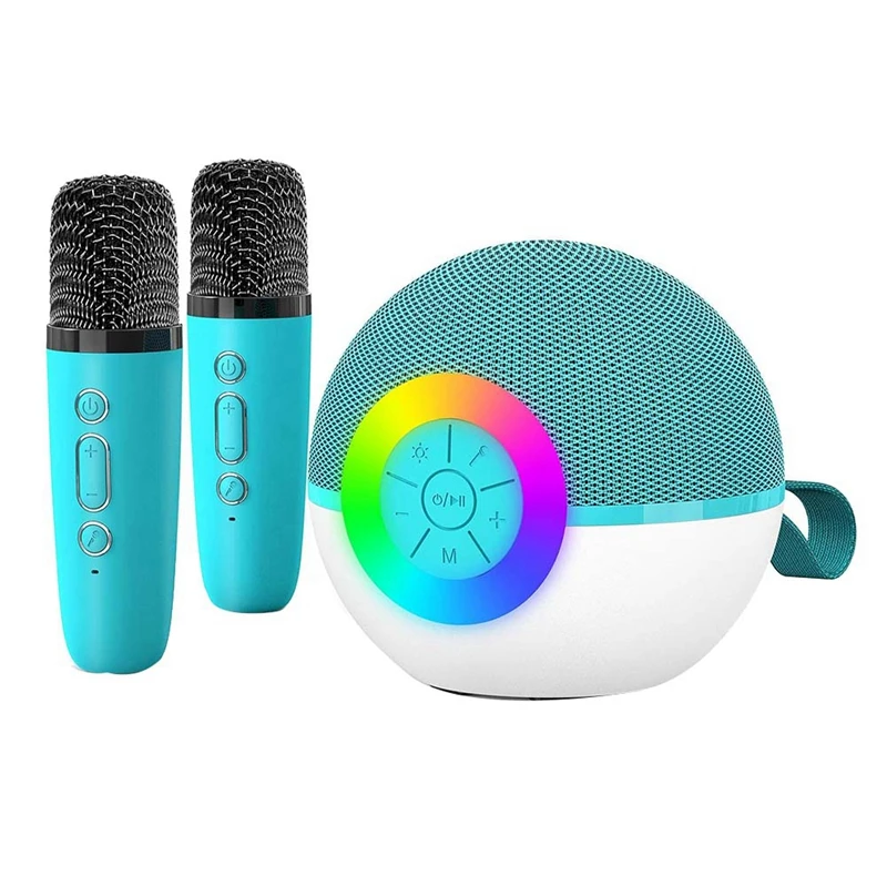 Mini Karaoke Machine With 2 Mic, Portable Bluetooth Microphone Song Toys With LED Light,Chritmas Birthday Gift For Kids