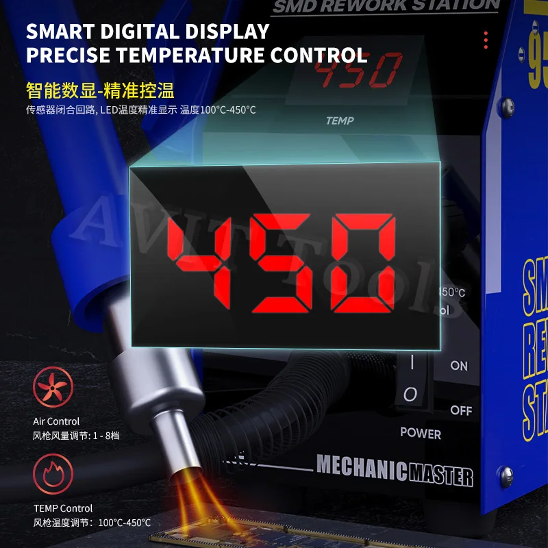 Rework Station MECHANIC 957DW Two-scroll Hot Air Gun for Heating Main Board Tin Solder Repair Desoldering Station SMD