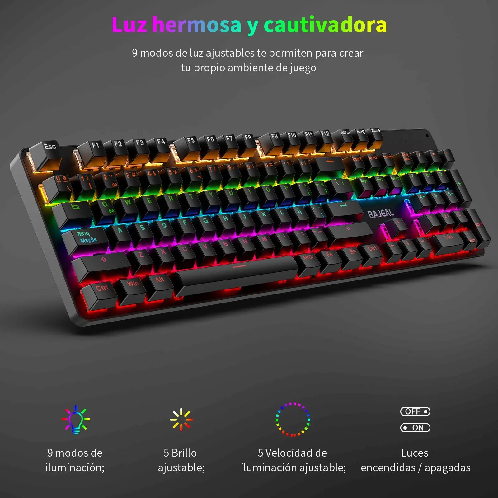 Spanish version mechanical keyboard PC computer accessories laptop USB game wired black keyboard with backlight