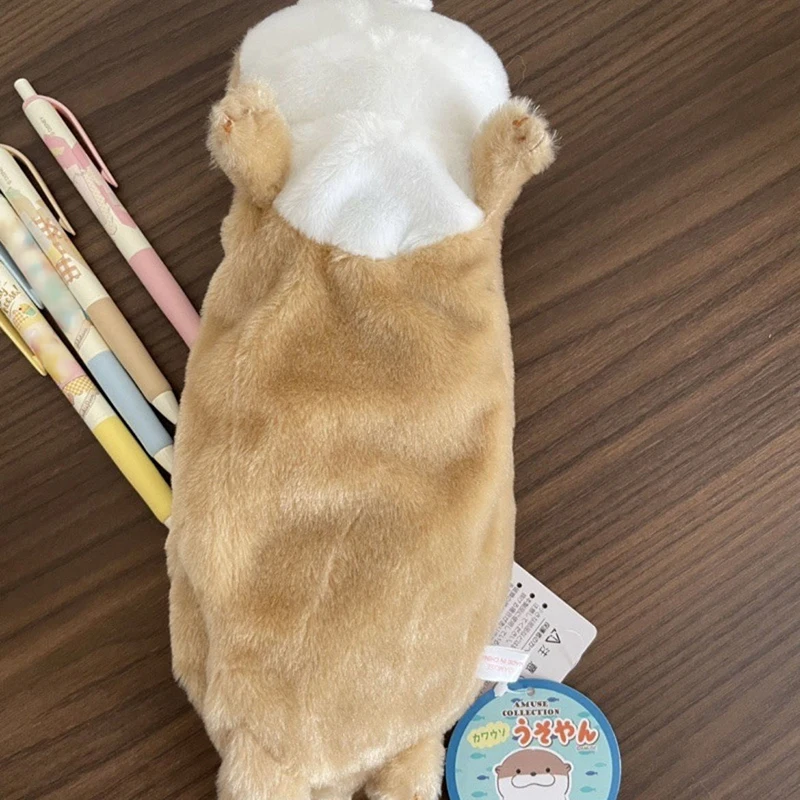 Niedliches kleines Otter-Plüsch-Federmäppchen, Cartoon-Tier-Puppe, Stifttasche, Schreibwaren-Aufbewahrung, Schulbedarf, Plüsch-Federmäppchen