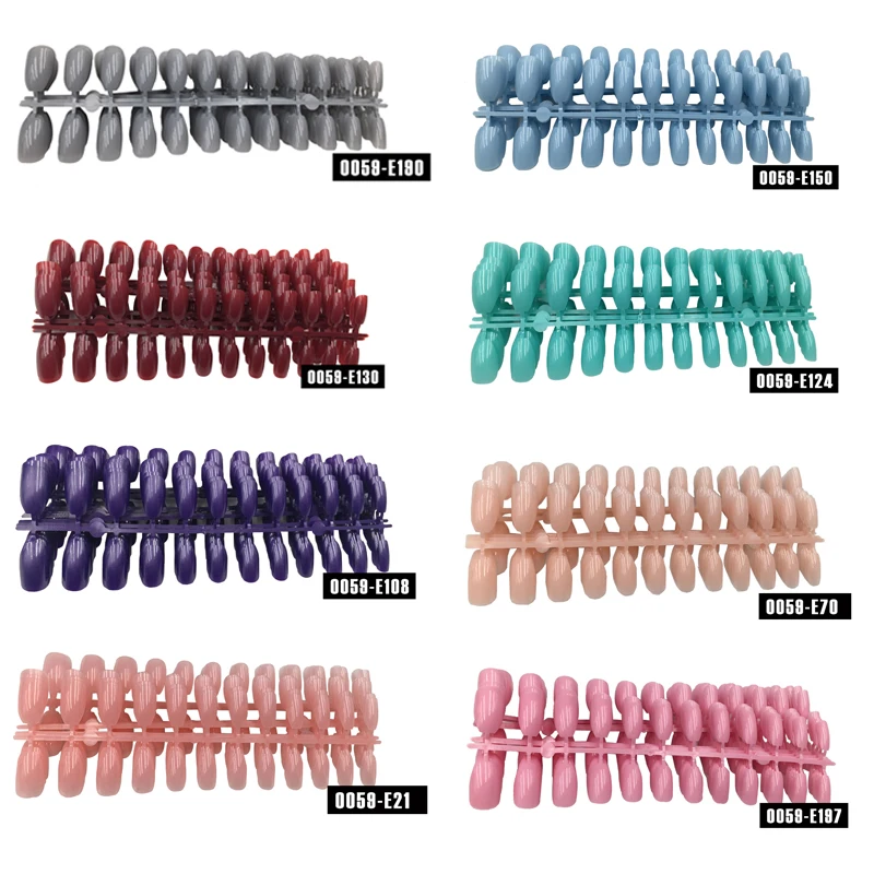 5 Sheet Fake Short Pointed Coffin False Nail Tips Stiletto False Nails Full Cover Pure Candy Color Ballerinas Press On Nail