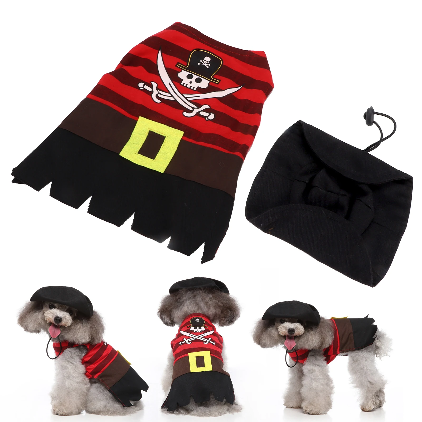 

Pet Cosplay Costume Machine Washable Halloween Dog Pirate Costumes For Puppies And Kittens