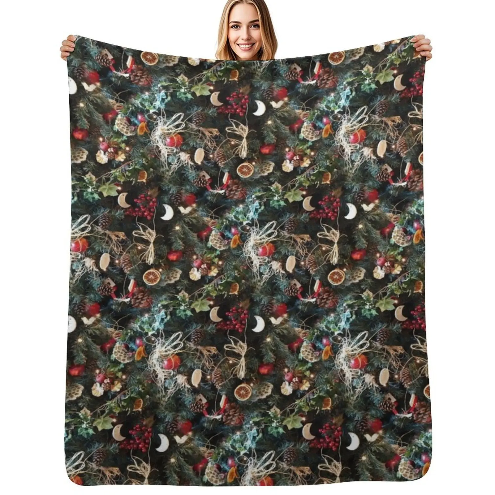 

Once upon a Christmas Tree (pattern) Throw Blanket Wrinkle Resistant Lightweight Blanket