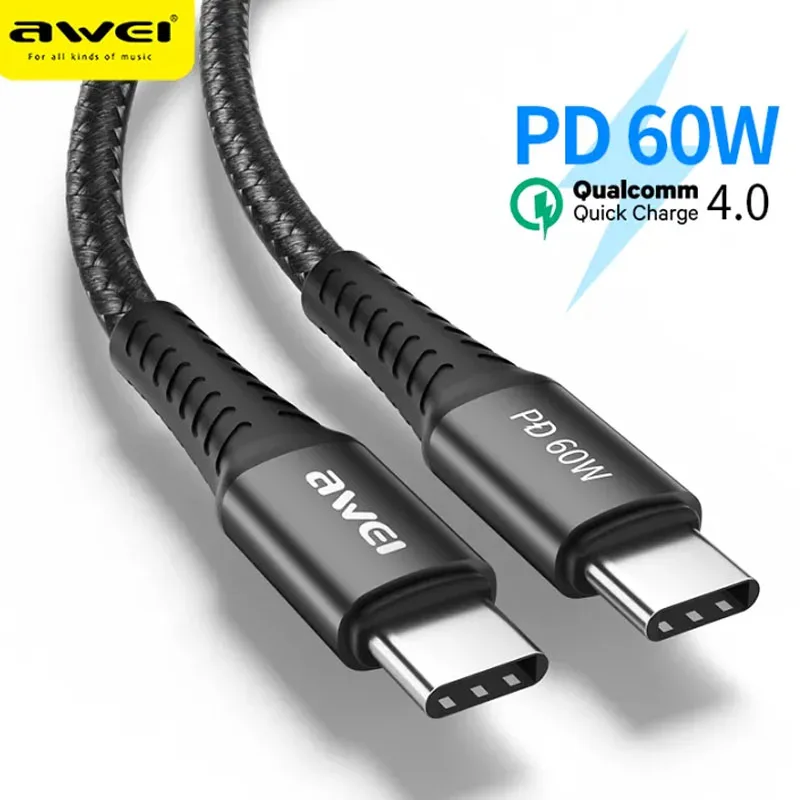 Awei CL-110T/CL-111T 5A Type-C Super Quick Charge Cable Fast Charging Cable USB Type C Date Line For cell phone Samsung HUAWEI