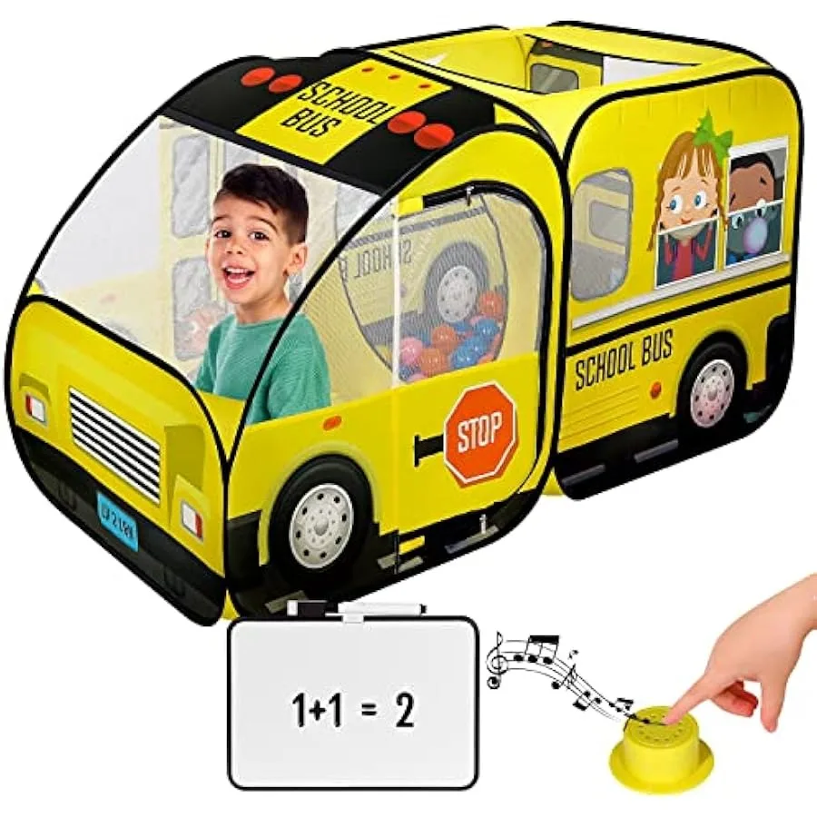 

Kiddzery School Bus Pop Up Play Tent - Tents with Sound Play Button for Toddler and Up - Girls and Boys Magic Wheels Bus for In