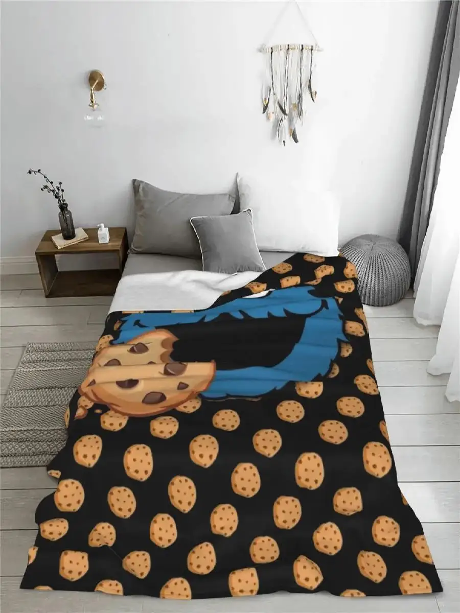 Custom Cookie Monster TV Theme Fleece Throw Blanket for Bed Couch or Outdoor Use  Soft and Warm Flannel