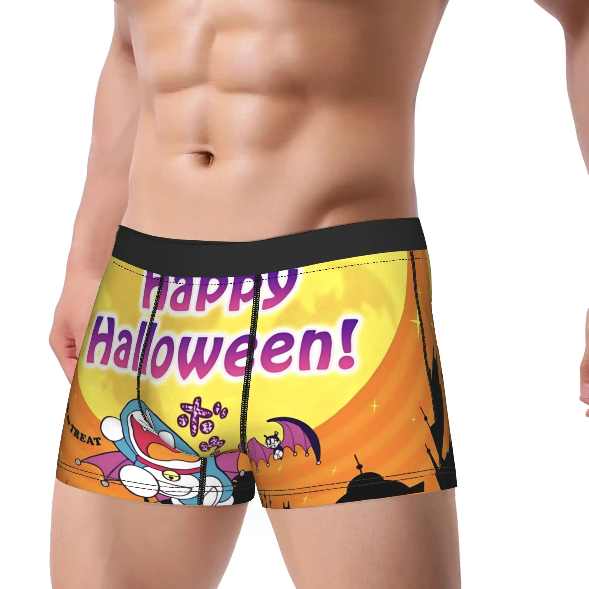 1piece Happy Halloween Big Full Moon Bat Castle Doraemoning Underpants Breathbale Panties Man Underwear Print Shorts