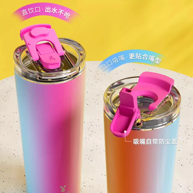 MEOKY 710ML Large Capacity Cold Insulation Stainless Steel Cup Handle Multi Print Portable Car Sports Water Cup Birthday Gifts