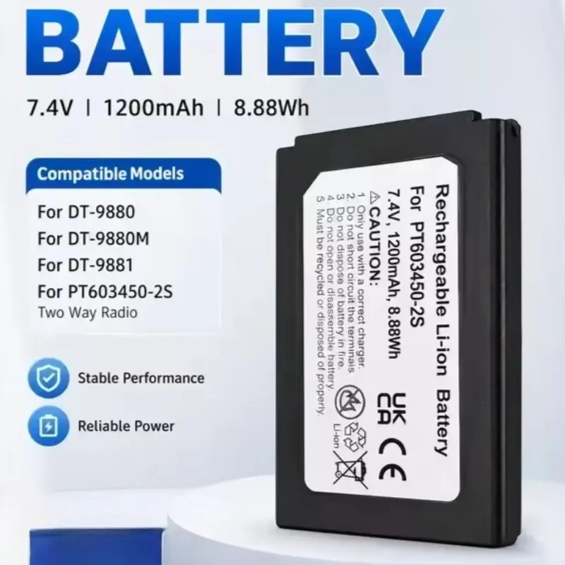 PT603450-2S 1200mAh 7.4V 8.88Wh Replacement Li-ion Battery High Capacity for CEM DT-9880 DT-9880M DT-9881 Dust Particle Counter