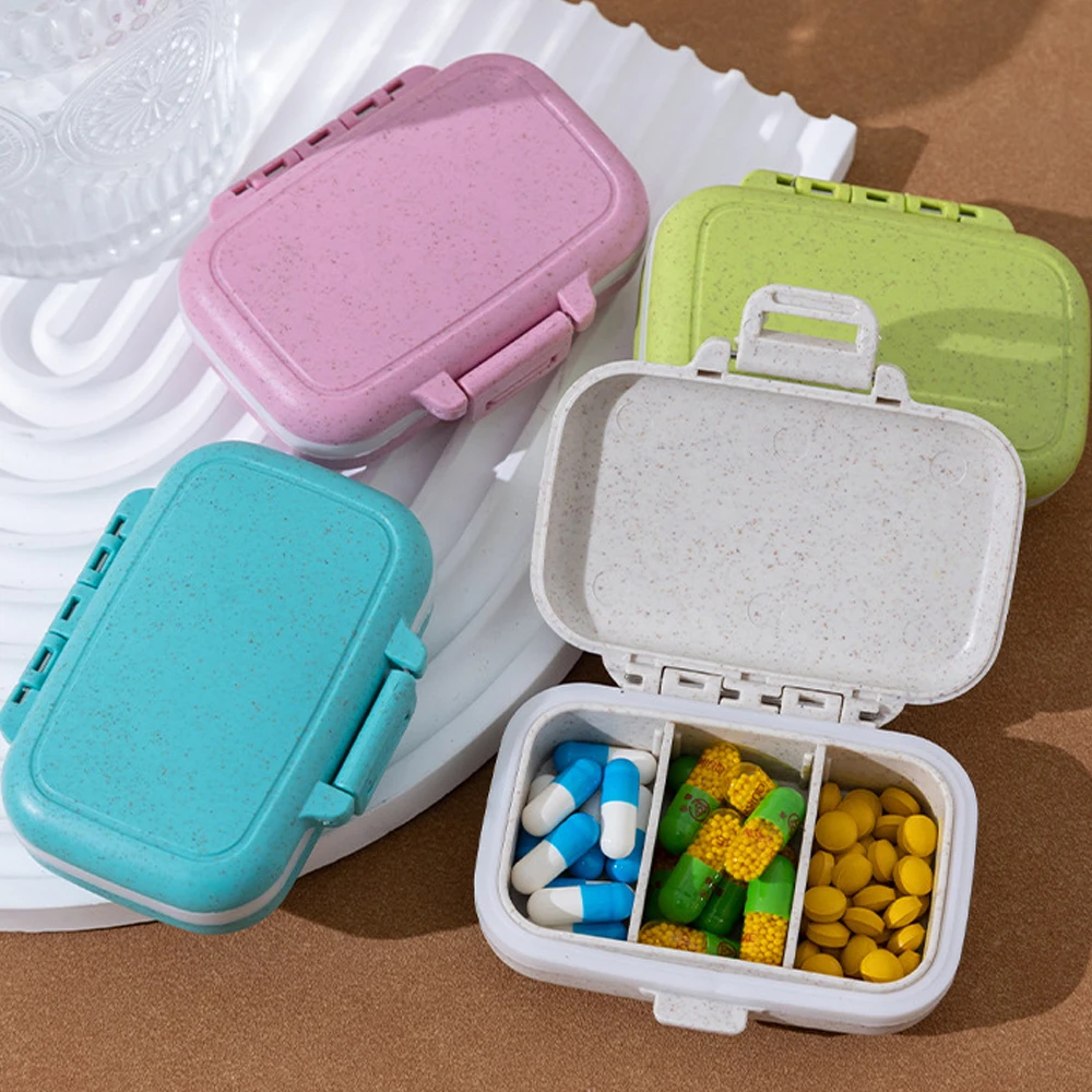 

1pcs Mini Portable Pills Organizer Case 3 Grids 7day Pillbox Sealed Moisture-Proof Pill Box For Business Trips Storage Container