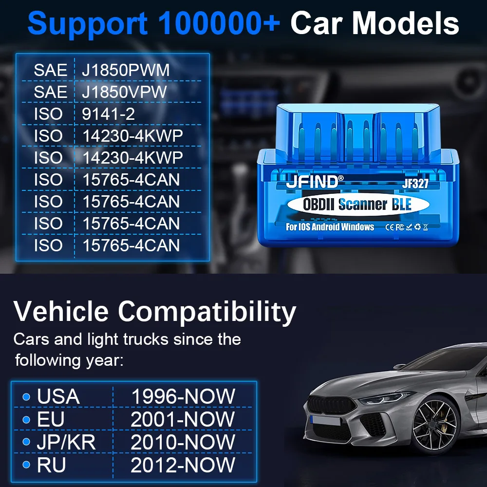 ELM327 Czytnik Kodów Skaner Bluetooth 5.1 Skaner Samochodowy JFIND JF327 Dla Android IOS Sprawdzanie Silnika Motocykl Yamaha Honda