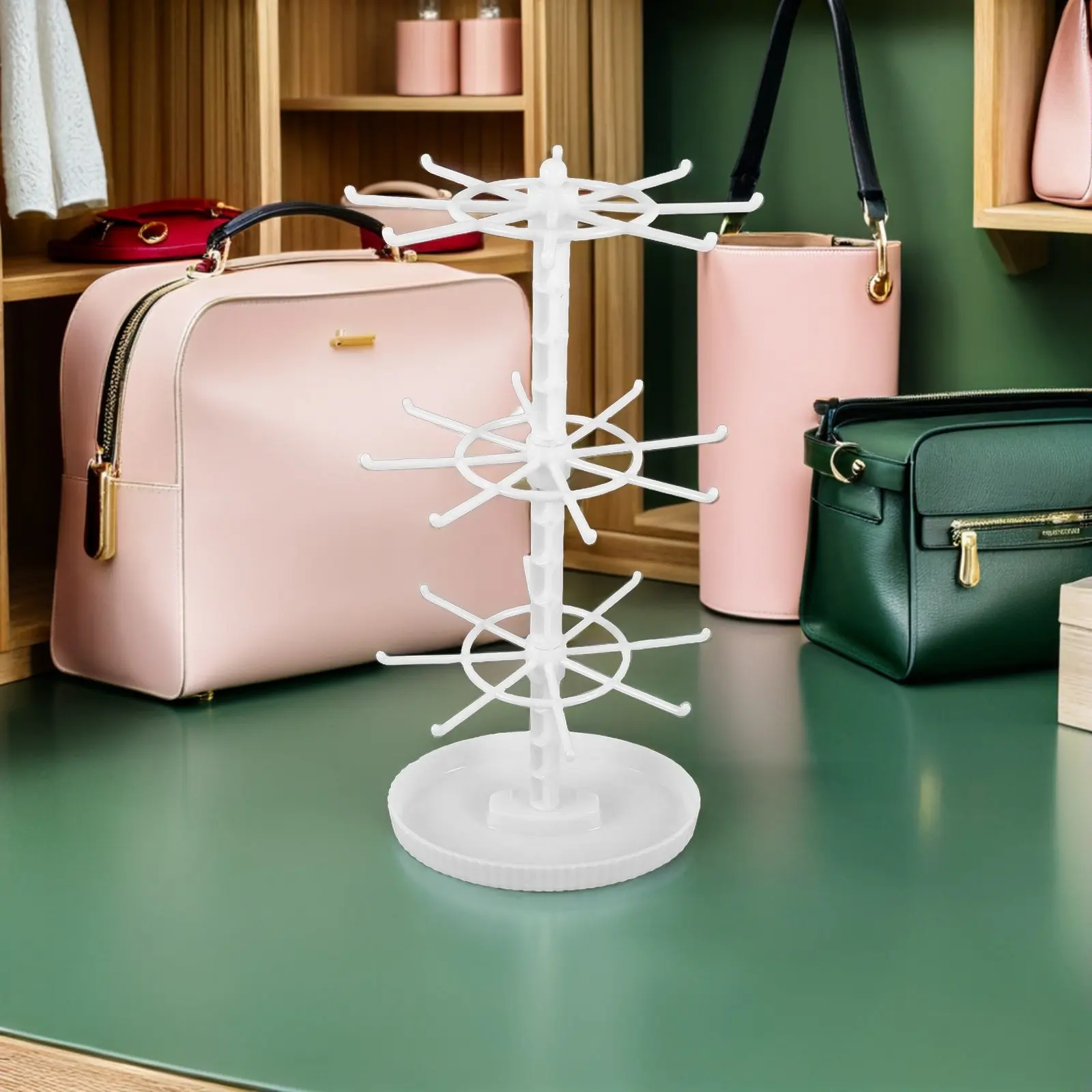 

Rotating Jewelry Organizer Stand 3 Tier Tabletop Display Rack for Necklaces Bracelets Keychains Jewelry Holder Stand