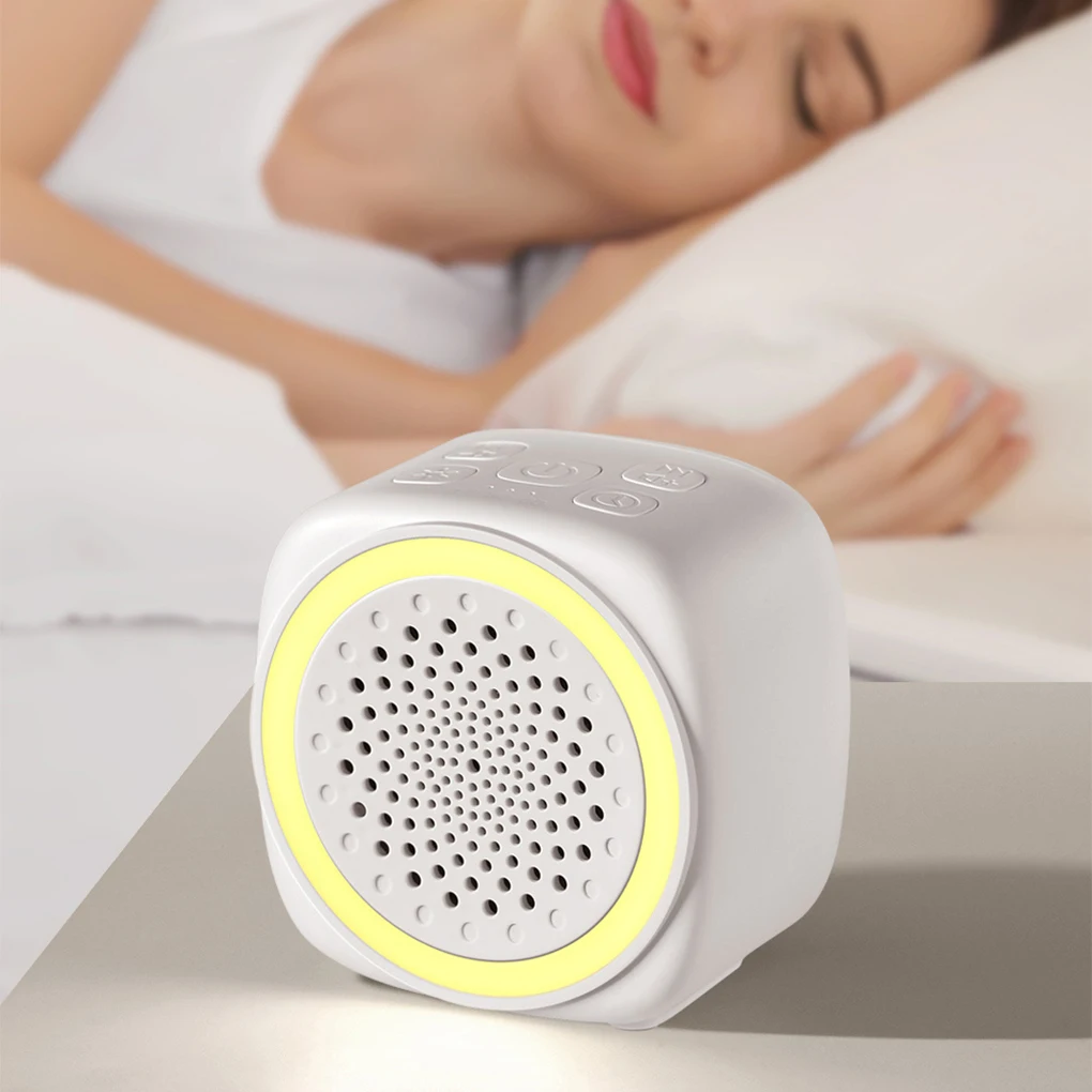 Mini máquina de som de ruído branco, chupeta de sono com 26 sons calmantes, respiração com luz RGB para viagens de bebês e adultos
