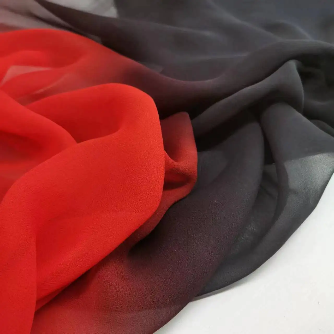 100% Silk Fabric Black Red Ombre Mulberry Silk Saree Shirt Dress Scarf Sewing Material Tissue