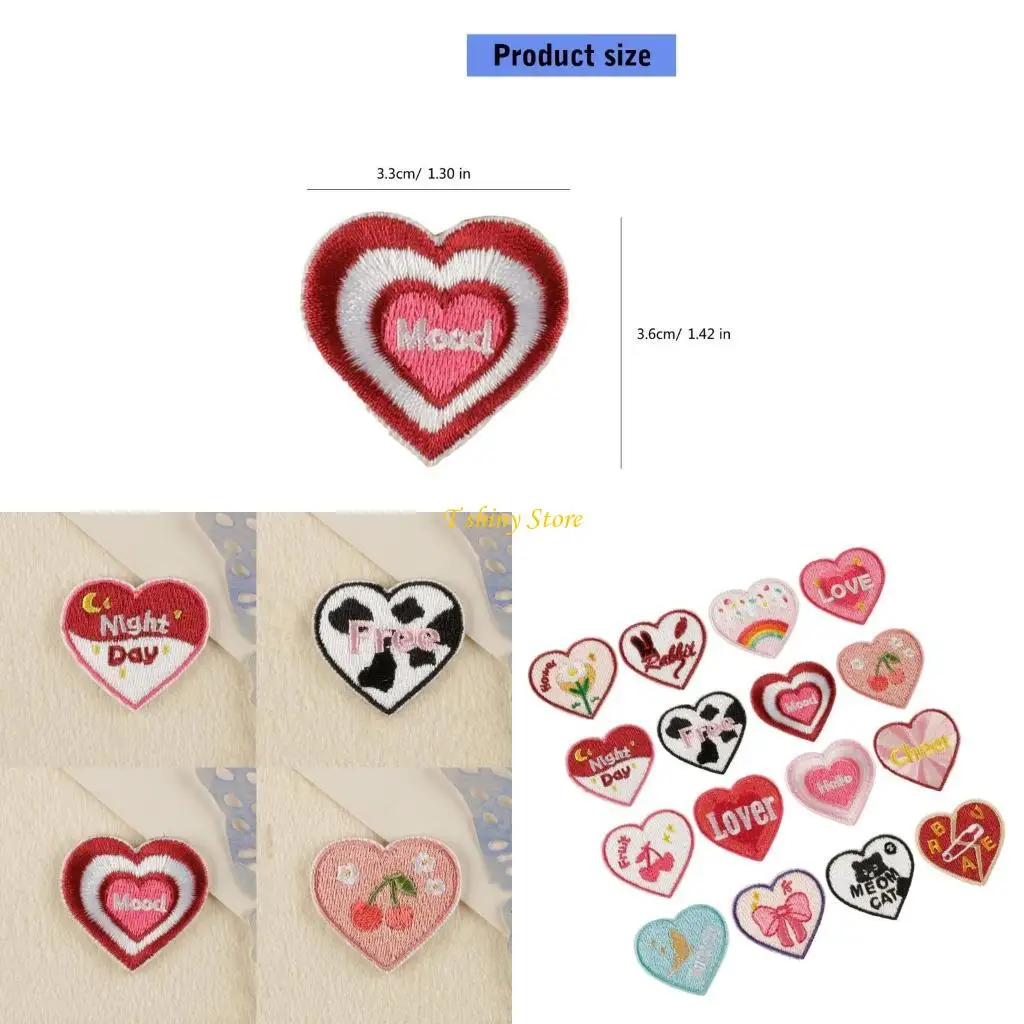 

N58F 16lots Assorted Heart Patches Модные вышивные пластыри с узором сердца
