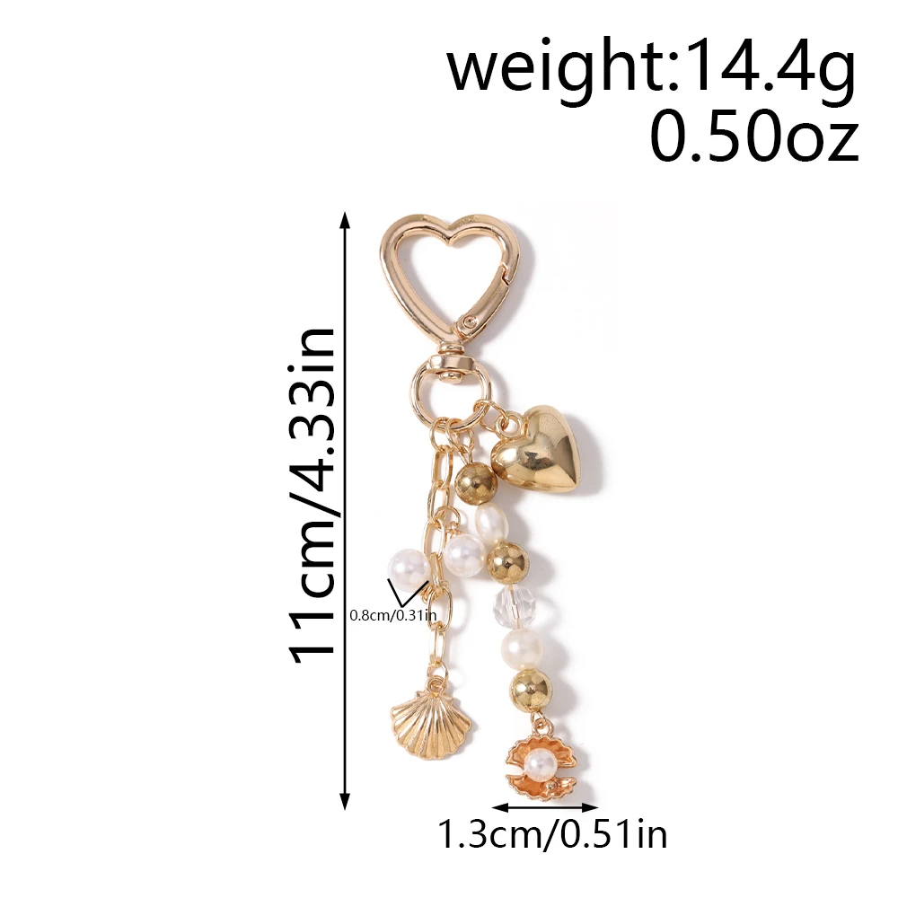 Aihua Fashion Sommer Strand Muschel Schlüsselanhänger Perlenbesetzter Schlüsselring Anhänger für Frauen Mädchen Handtaschen-Deko DIY Schlüsselanhänger Schmuck – Detail 10