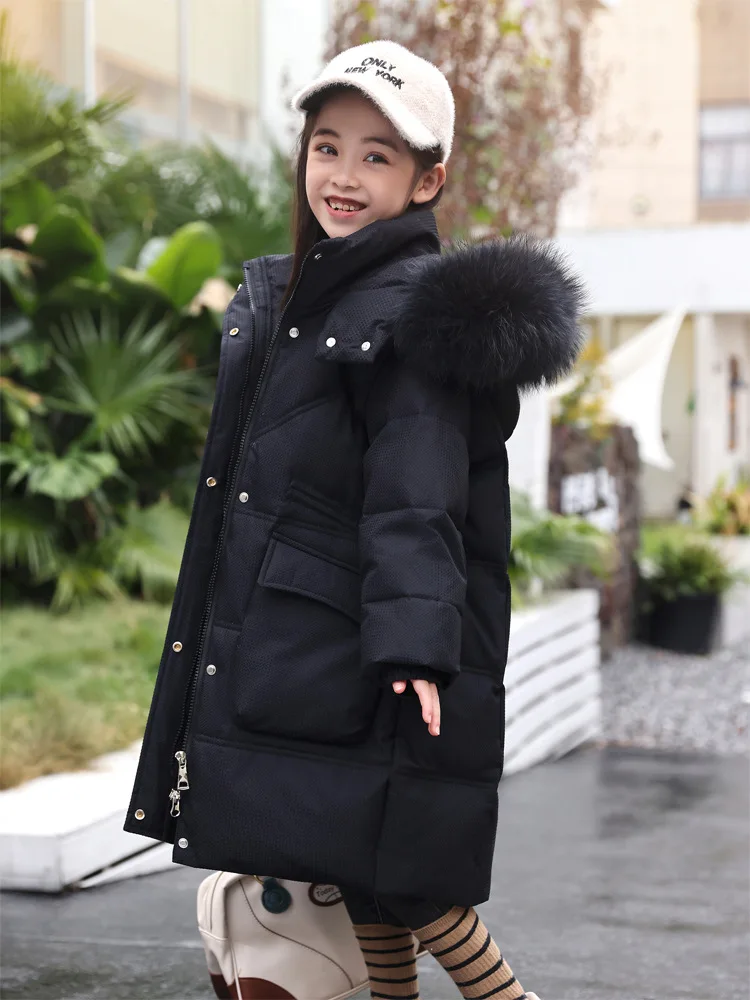 Girls 2024 new mid-length children's winter coat with extra thick foreign style