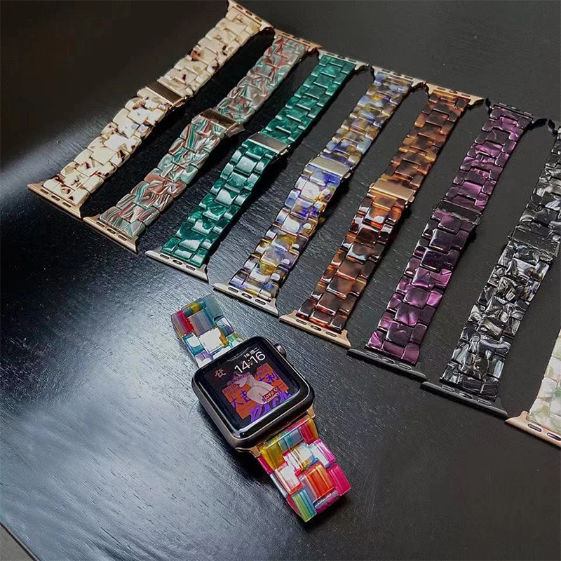 Women Luxury resin strap for apple watch 7 8 41mm 45mm band 6 se 5 4 38mm 40mm 42 44mm sport loop for iwatch Ultra 49mm bracelet