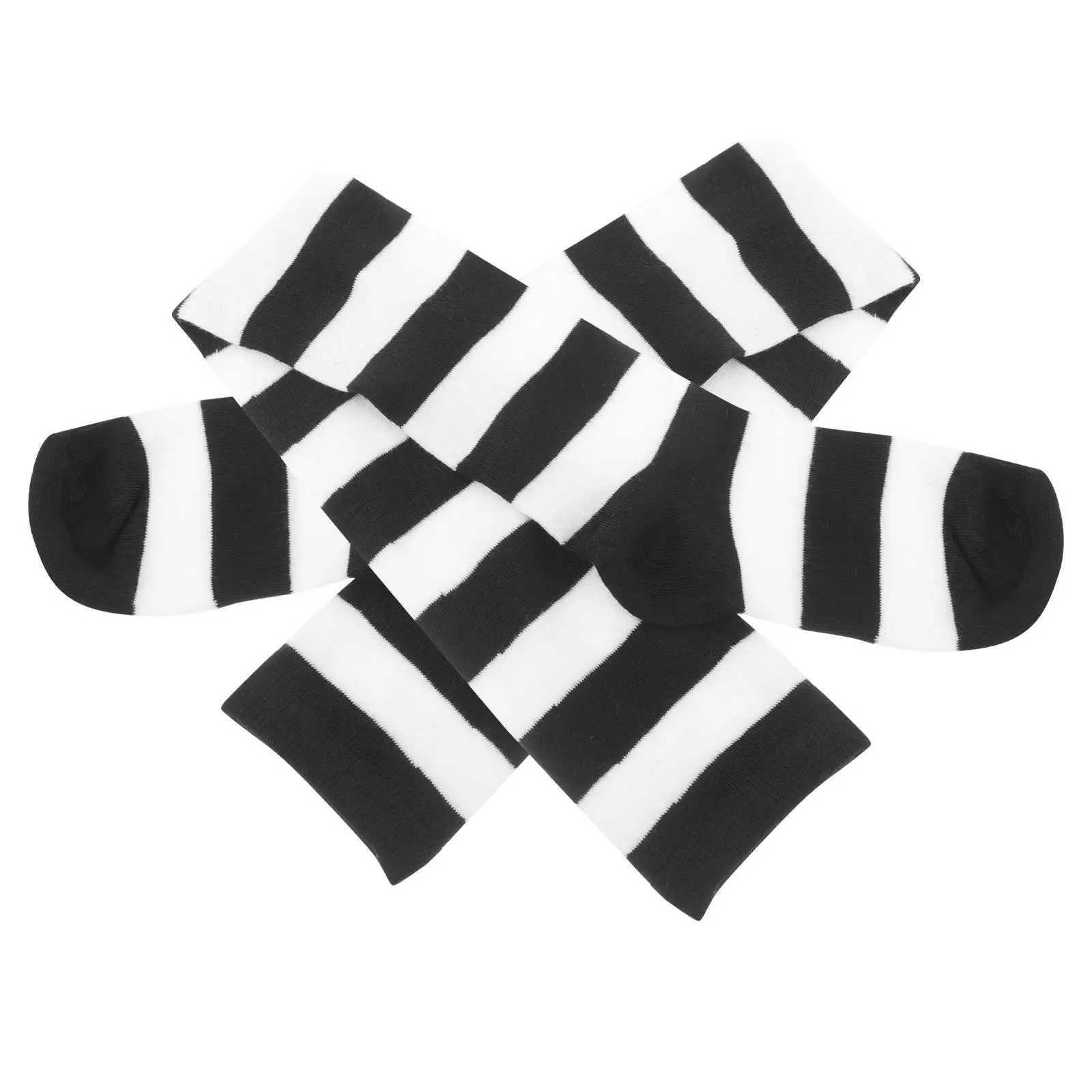 

Black White Wide Striped Thigh High Stockings Women Over Knee Socks Warmers Polyester Classic Trendy Costumes Cosplay Festival