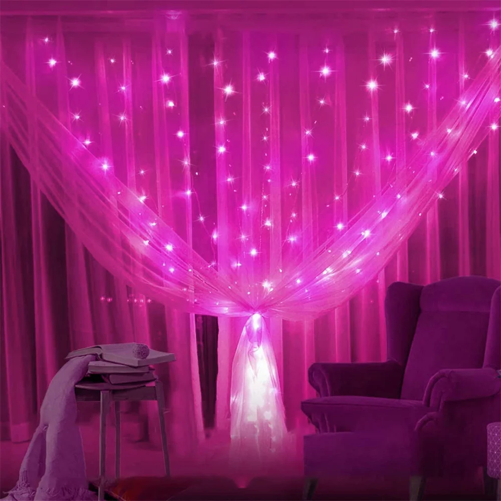 Christmas Curtain Lights Outdoor Indoor Window Wall Bedroom Decoration, New Year 2026 Merry Christmas String Lights 3X2 3X3M USB