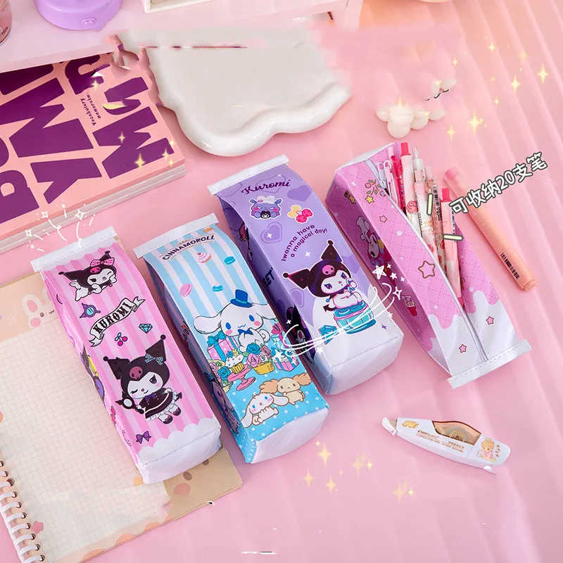 

20 pcs/lot Creative Kuromi Melody Cinnamoroll Pencil Case Cute PU Pencil Box Stationery Pen Bag Stationery School Supply