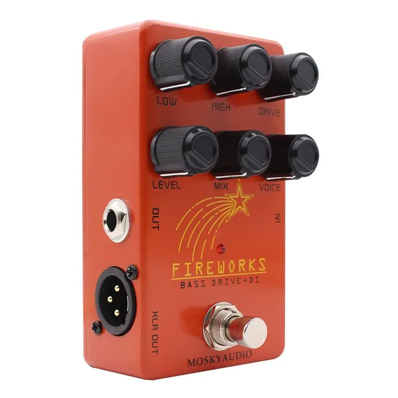

MOSKYAUDIO Overdrive Effect Pedal For Electric Bass-FIRE WORKS Bass Drive, DI Box Pedal Featuring XLR Output Interface-AA85
