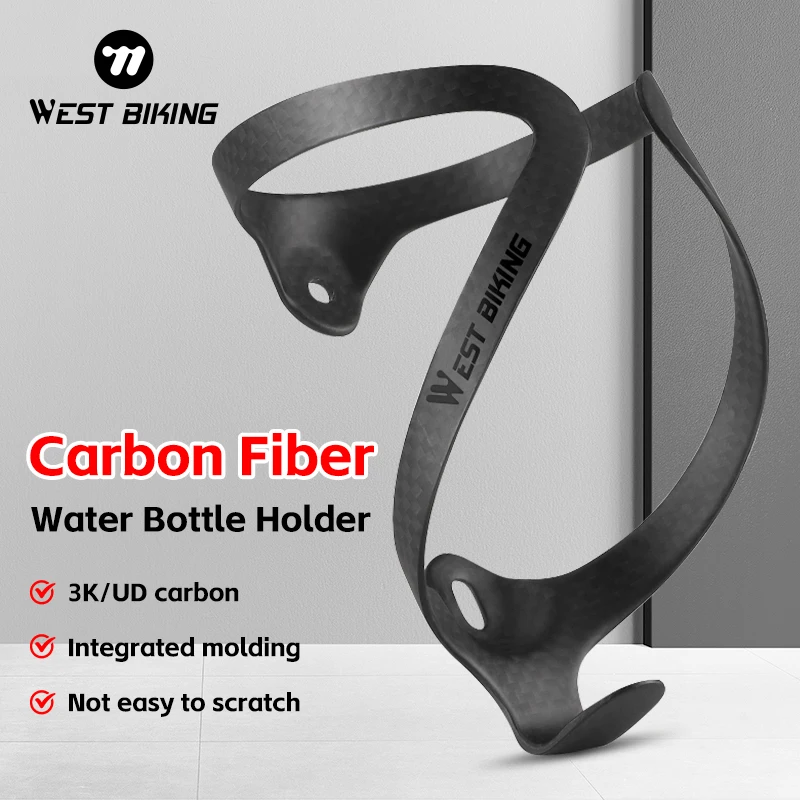 WEST BIKING Carbon Fiber Bicycle Water Bottle Holder Lightweight Integrated 3K/UD Carbon Bike Cycling Bottle Cage Cups Holder