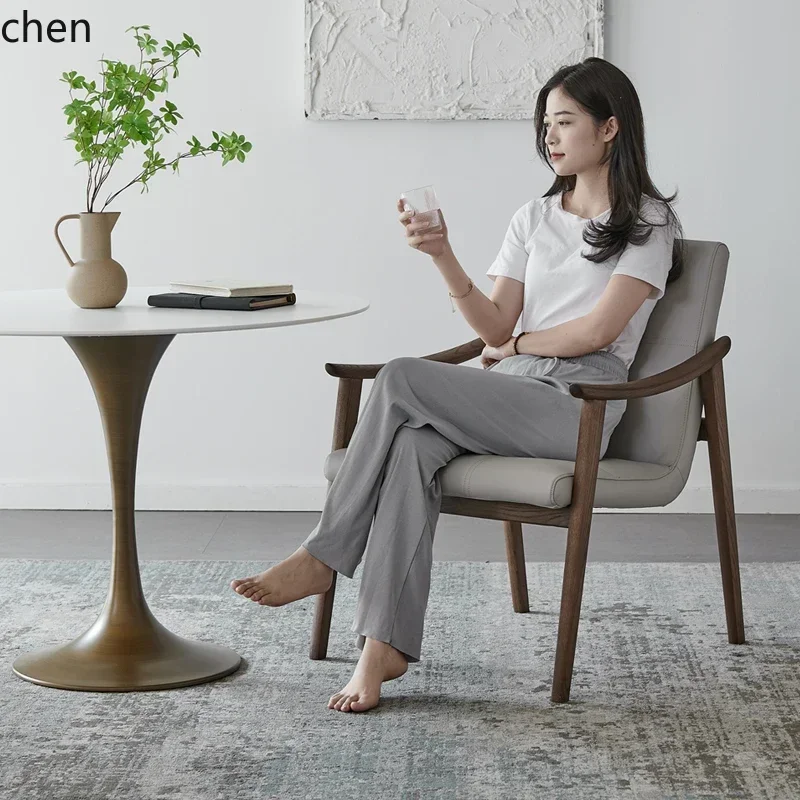 

YFY Solid Wood Back Chair Modern Simple Leisure Chair Balcony Table and Living Room Negotiation Reception Chair