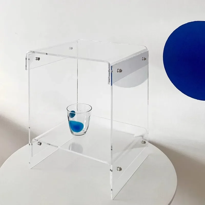 Acrylic transparent edge few Internet celebrities simple bedroom bedside table Nordic coffee table sofa few ins light luxury she image 2