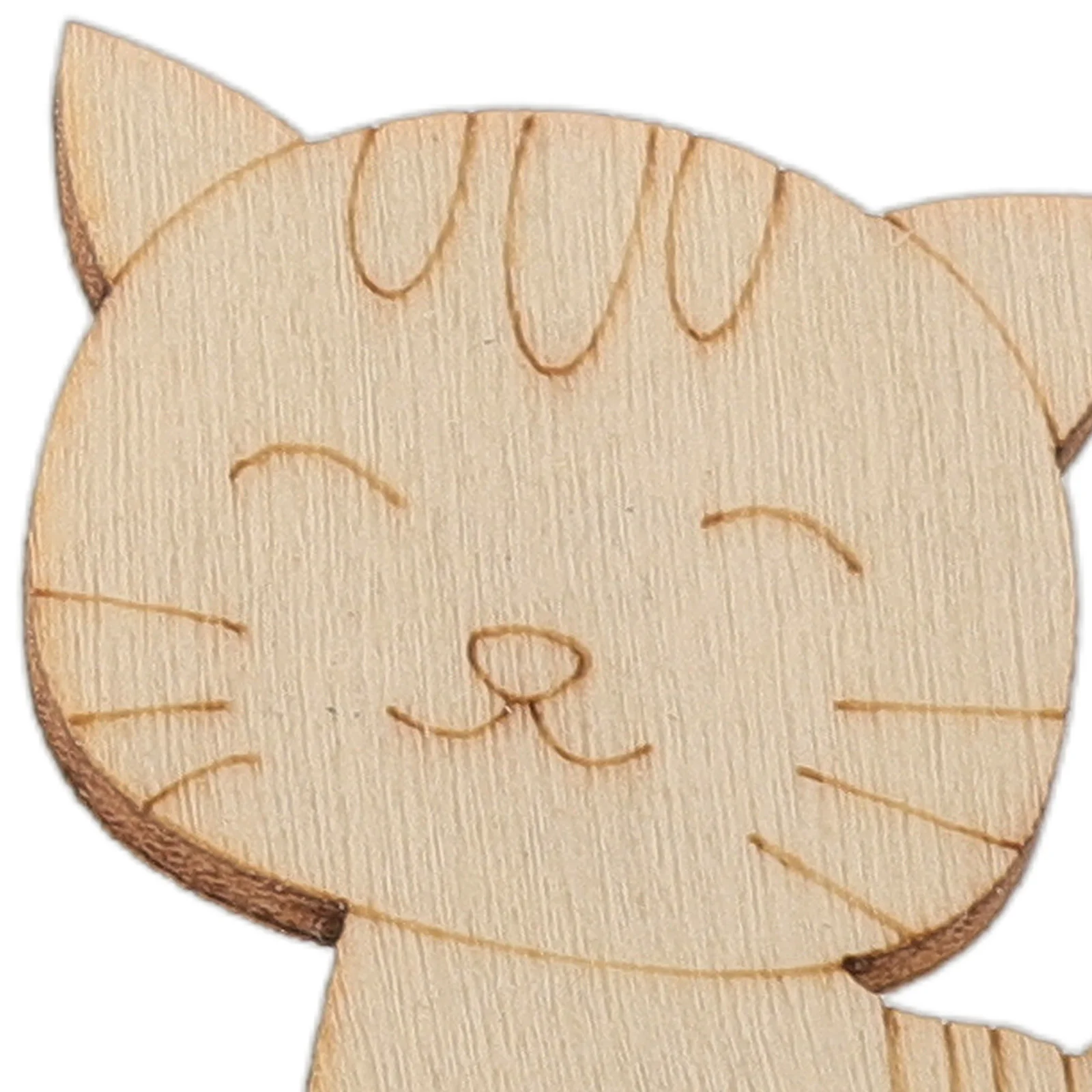 100 Pcs Animal Cartoon Cat Wood Chip Wooden Cutout Painted 320X300X025CM Graffiti Chips Slices Pendant Beige DIY Child