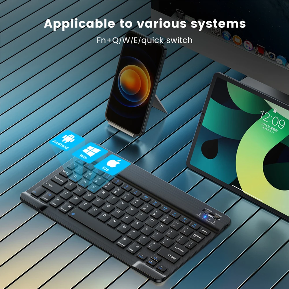 Teclado e Mouse Sem Fio Bluetooth EMTRA, Samsung, Xiaomi, Huawei, Tablet, iPad Air, Mini 5 Pro, Espanhol, Coreano, Russo