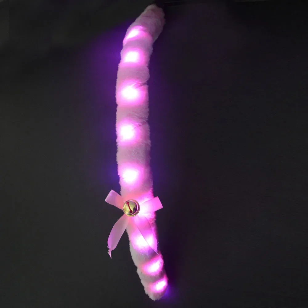 50cm Luminous Light up Animal Tail Fox Cat Tails  Costume Props Role Play Black White Glow  Wedding Festival