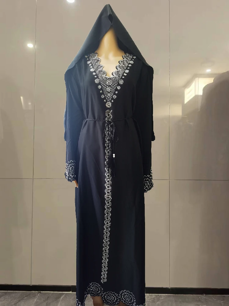 Luxury Dubai Diamond Muslim Modest Dress for Women Elegant Arabic Femme Hijab Abaya 2024 Islamic Long Sleeve Turkey Clothing