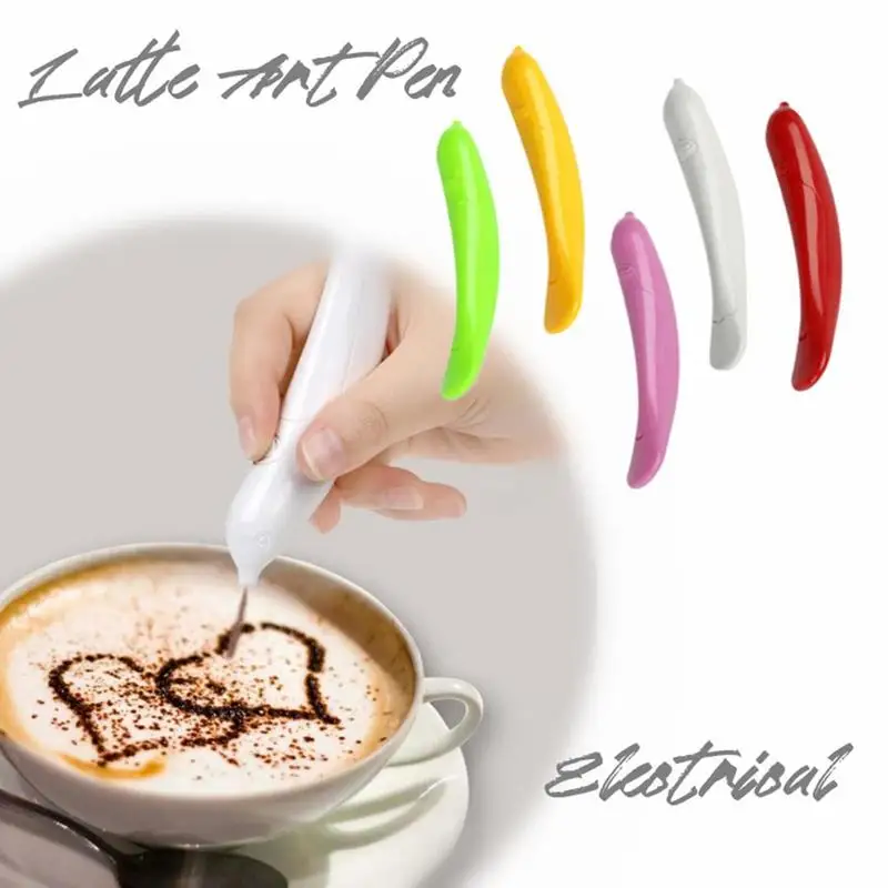 Latte Art Electrical Drawing Pen Coffee Carving Pen Coffee Stencils Cake Spice Cappuccino Decoration Pen Baking Coffee Stencils