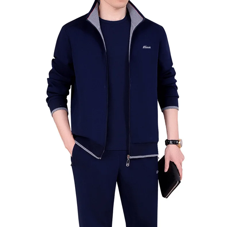 5XL Autumn Men Sport Suit Tracksuit Loose Zip Up Coat Sweatshirt+pant+jacket Casual Jogger Running Workout Outfit Set Sportswear