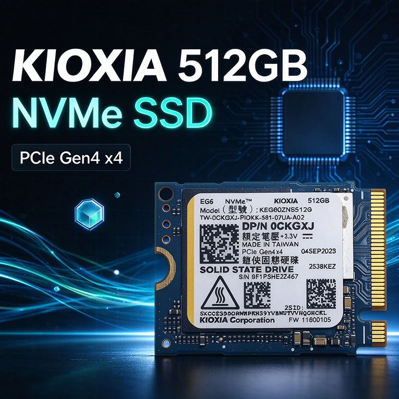 SSD NVMe PCIe Gen4 x4 de 512 GB, modelo Kioxia EG6, formato M.2 2230, para portáteis, Surface e Steam Deck.