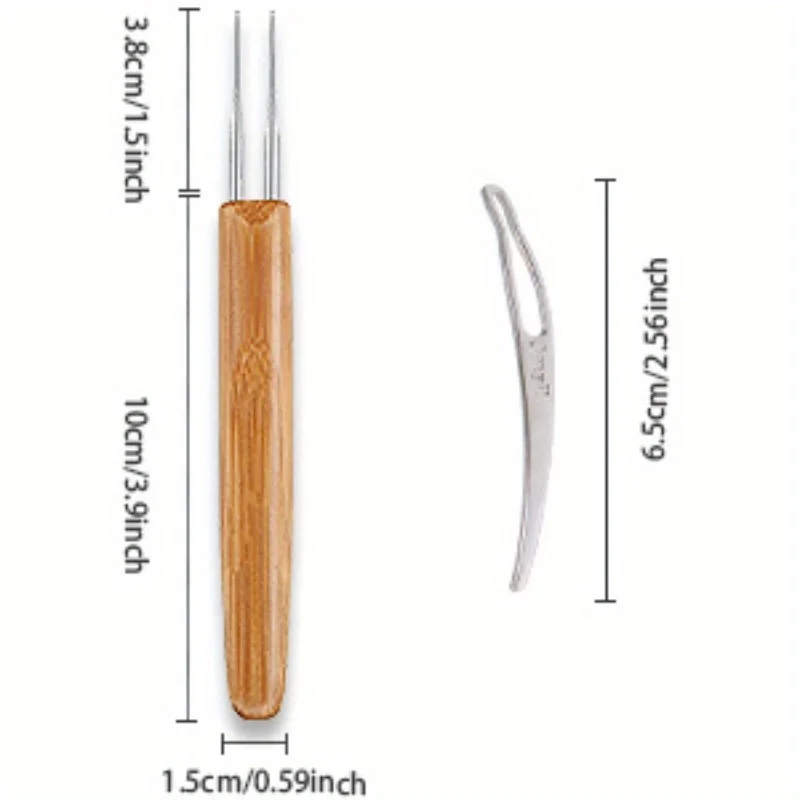 1 セット 0.5 ミリメートル/0.75 ミリメートルドレッドヘアかぎ針編みフック木製かぎ針編み針ヘアドレッドヘアツール三つ編みクラフト