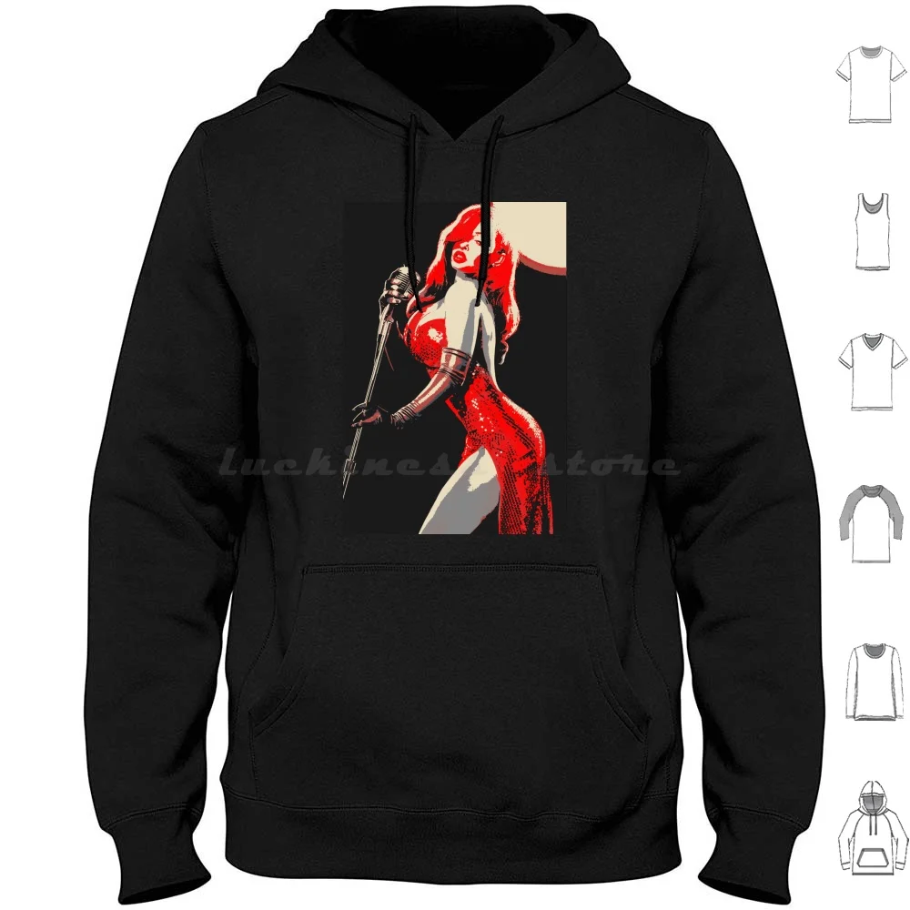 

Rabbit Pin Up Hoodie Cotton Long Sleeve Rabbit Cartoon Up Sketch Conte Three Colours Sexy Vintage Comic Pop Art