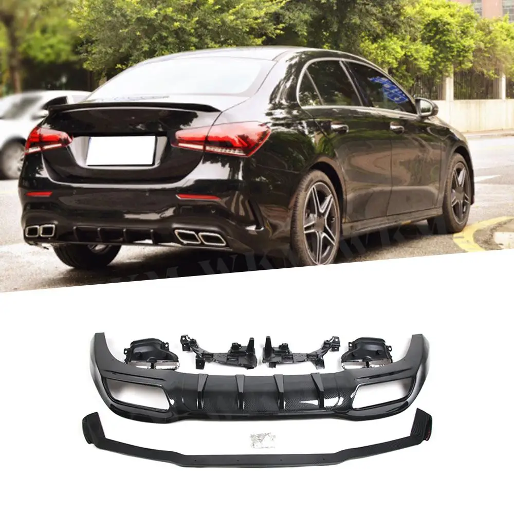 

PP Black Rear Diffuser Exhaust Tips For Mercedes Benz A Class W177 A180 A200 A250 A35 2019 2020 Back Bumper Lip Guard