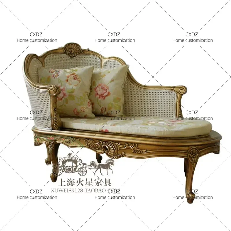 Solid Wood Chaise Lounge Daybed Rustic Recliner Sofa Studio Club Display Furniture
