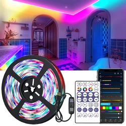 Diody na wstążce LED WS2812B RGBIC, taśma Led, synchronizacja muzyki, kontrola aplikacji Bluetooth, światła, elastyczna taśma diodowa, do dekoracji pokoju